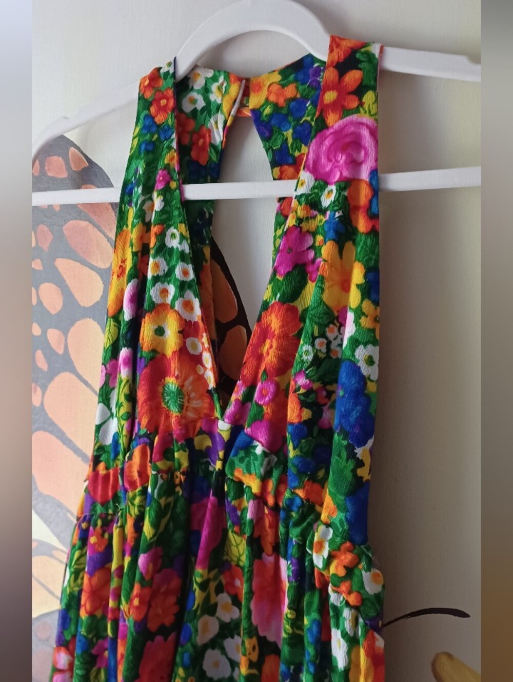 Flower Power Barkcloth 60s-70s Maxi